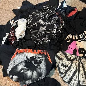 Huge lot of band t shirts and lip service top